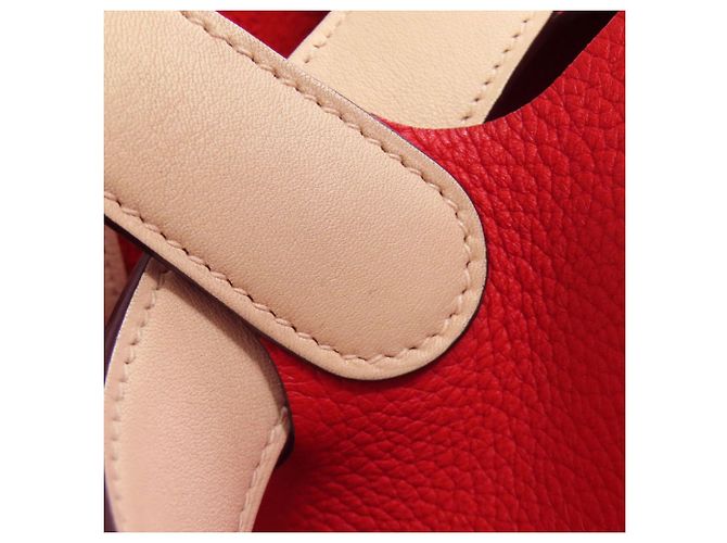 Borsa Hermès Picotin Lock Casaque MM Rosso Beige - vista 15