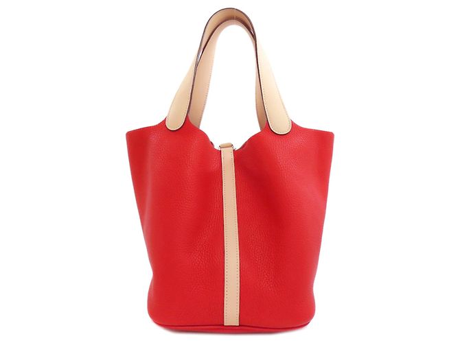 Borsa Hermès Picotin Lock Casaque MM Rosso Beige - vista 2