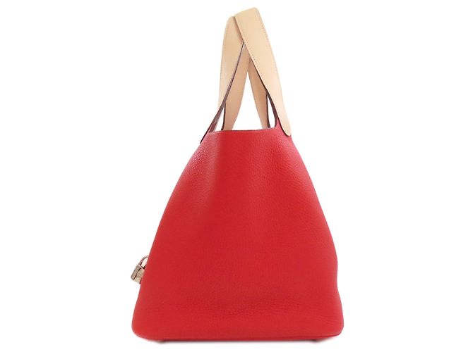 Borsa Hermès Picotin Lock Casaque MM Rosso Beige - vista 3