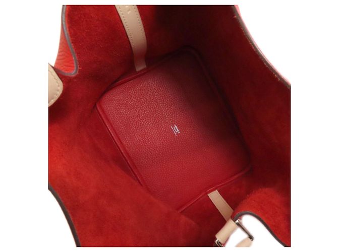 Borsa Hermès Picotin Lock Casaque MM Rosso Beige - vista 5
