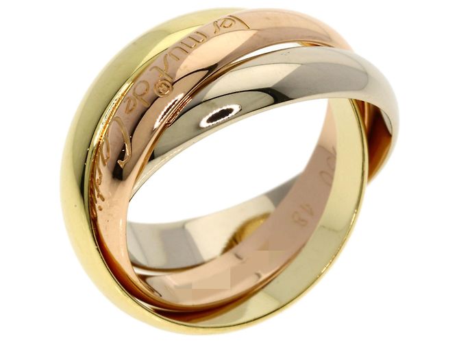 Anello Trinity Cartier in oro rosa bianco e giallo D'oro - vista 2