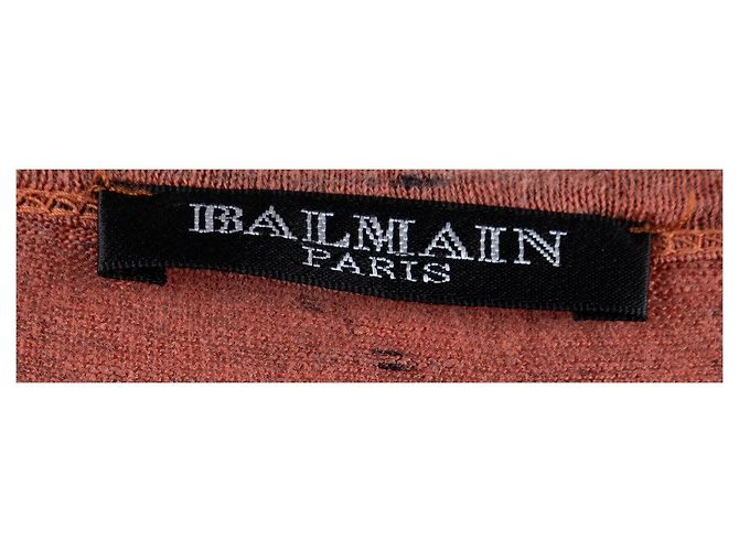 Balmain Distressed Langarm-T-Shirt - '10s Orange - Ansicht 3
