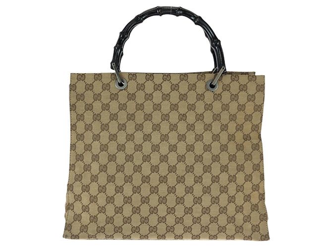 Gucci Bamboo GG Canvas Tote Bag Braun Beige - Ansicht 2
