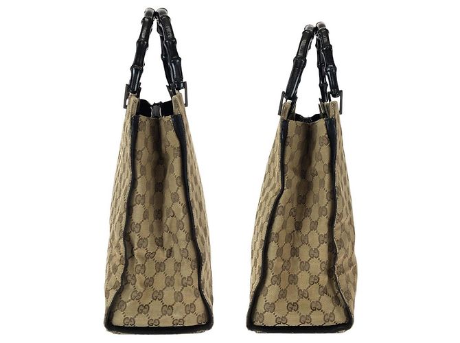 Gucci Bamboo GG Canvas Tote Bag Braun Beige - Ansicht 8