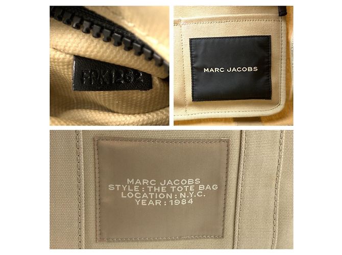 Sac fourre-tout en toile Marc Jacobs Beige Noir Marron - vue 4