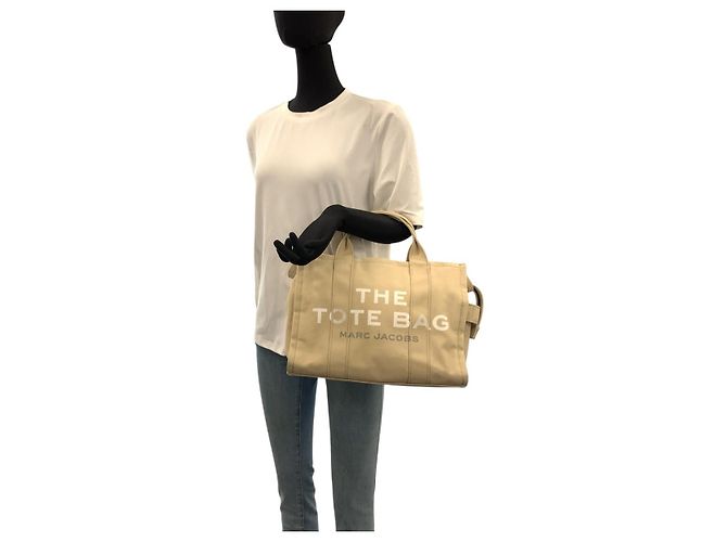 Sac fourre-tout en toile Marc Jacobs Beige Noir Marron - vue 7