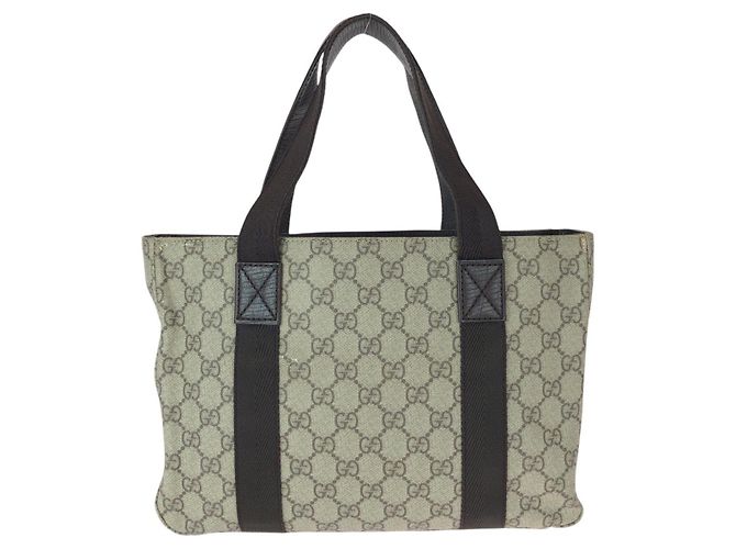 Gucci GG Supreme Canvas Leather Tote Bag Brown - view 2