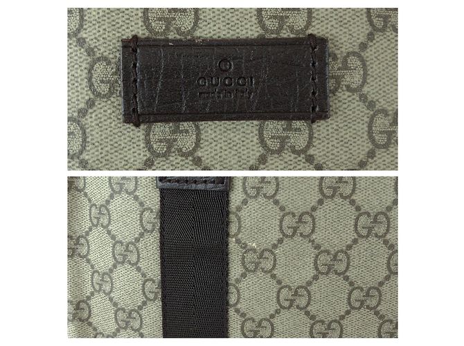 Gucci GG Supreme Canvas Leather Tote Bag Brown - view 6