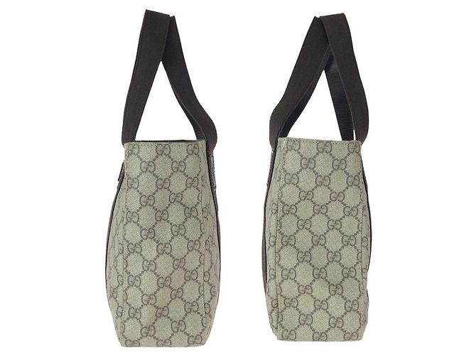 Gucci GG Supreme Canvas Leather Tote Bag Brown - view 8