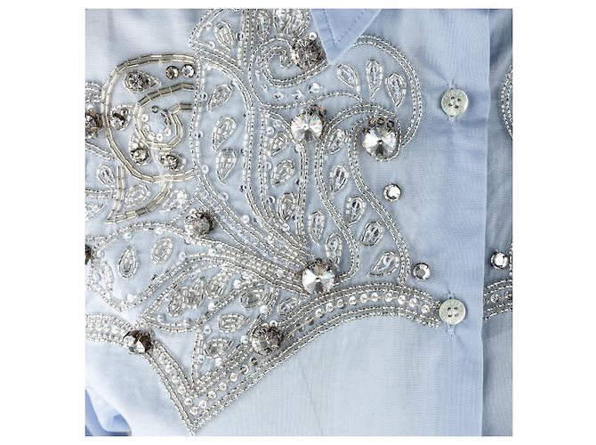 Camicia decorata con cristalli Roberto Cavalli - anni 2000 Blu - vista 7