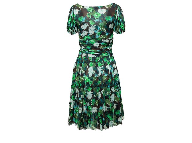 Blumarine Midi Grünes Blumen Kleid - 10er Jahre - Ansicht 2