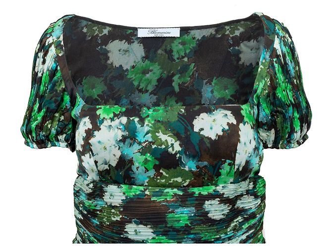 Blumarine Midi Grünes Blumen Kleid - 10er Jahre - Ansicht 3