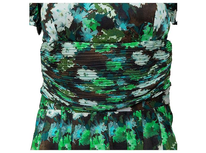 Blumarine Midi Grünes Blumen Kleid - 10er Jahre - Ansicht 4