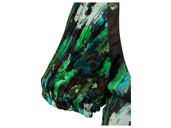 Blumarine Midi Grünes Blumen Kleid - 10er Jahre - Ansicht 9