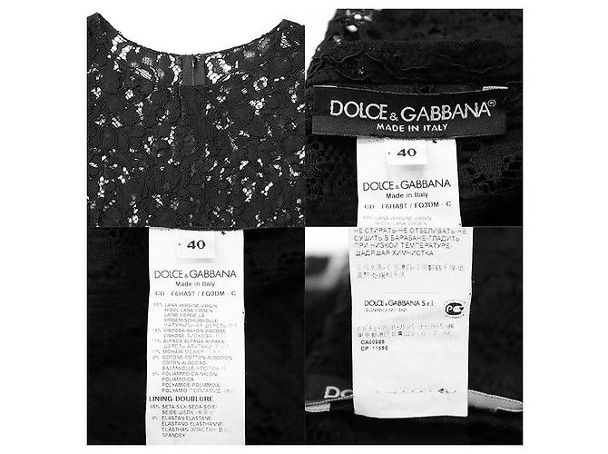 Dolce & Gabbana Dolce Gabbana Kleid aus Mischwolle mit floraler Spitze Schwarz - Ansicht 10