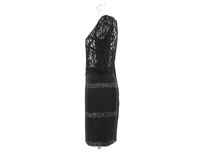Dolce & Gabbana Dolce Gabbana Kleid aus Mischwolle mit floraler Spitze Schwarz - Ansicht 12