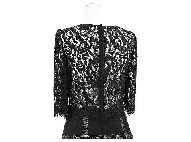 Dolce & Gabbana Dolce Gabbana Kleid aus Mischwolle mit floraler Spitze Schwarz - Ansicht 13