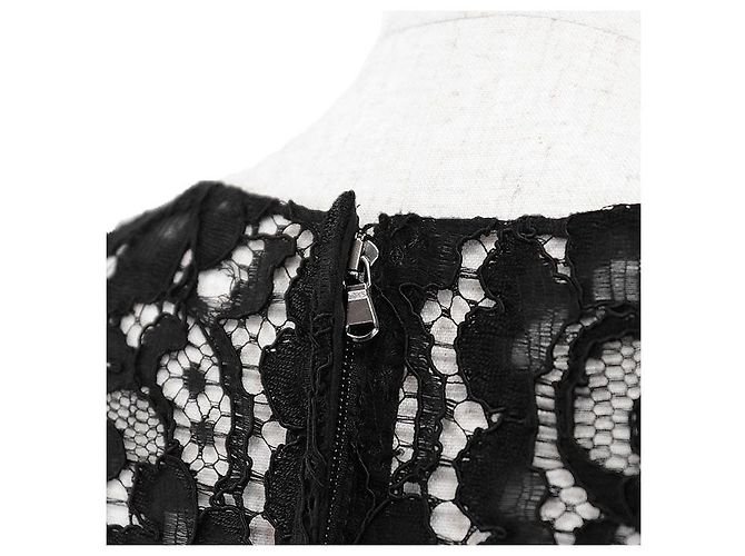 Dolce & Gabbana Dolce Gabbana Kleid aus Mischwolle mit floraler Spitze Schwarz - Ansicht 14
