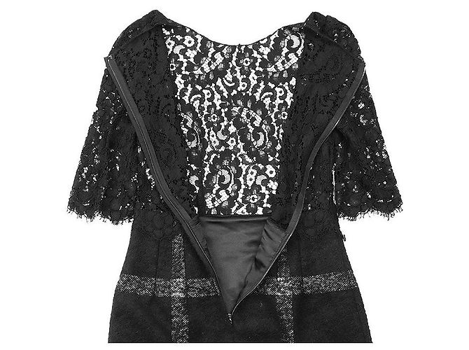 Dolce & Gabbana Dolce Gabbana Kleid aus Mischwolle mit floraler Spitze Schwarz - Ansicht 8