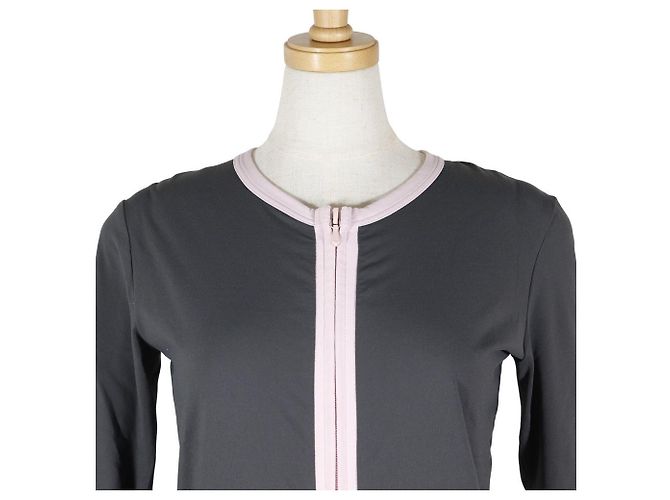 Timeless Cardigan in nylon e poliuretano Chanel Coco Mark Rosa Grigio - vista 2