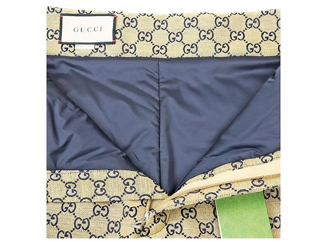 Calças acolchoadas em jacquard com monograma GG da Gucci Amarelo Azul marinho - vista 11