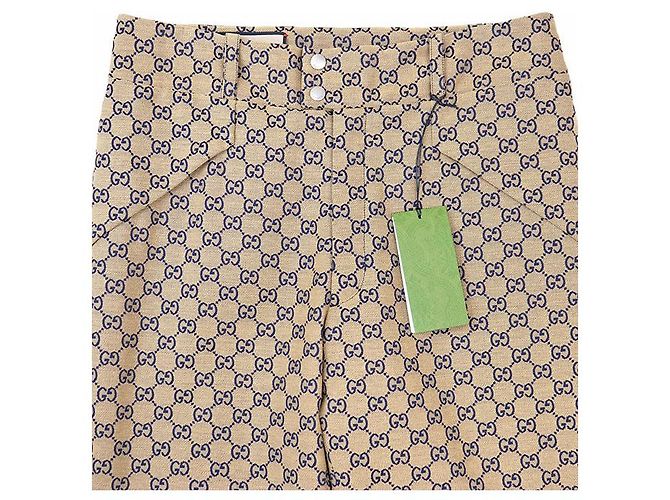 Calças acolchoadas em jacquard com monograma GG da Gucci Amarelo Azul marinho - vista 2
