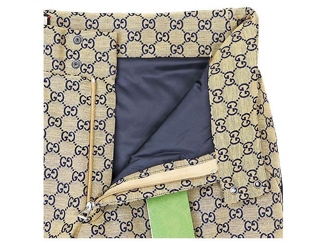 Calças acolchoadas em jacquard com monograma GG da Gucci Amarelo Azul marinho - vista 7