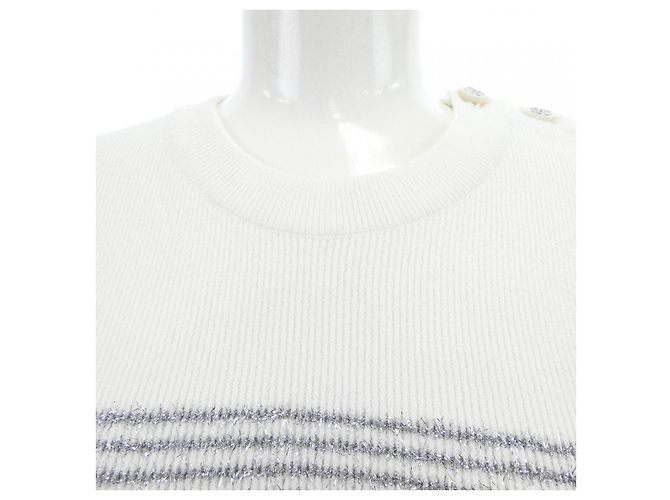 Top de punto Chanel LOOK21 Plata Blanco - vista 5
