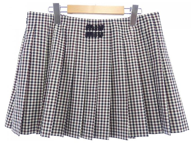 Falda de mezcla de lana Miu Miu Negro Roja Beige - vista 2