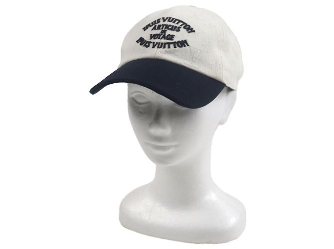 Cappello da viaggio bicolore in cotone Louis Vuitton Bianco Blu navy - vista 2