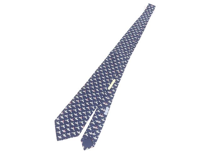 Hermès Hermes Dolphin print Silk Tie Red Blue - view 2