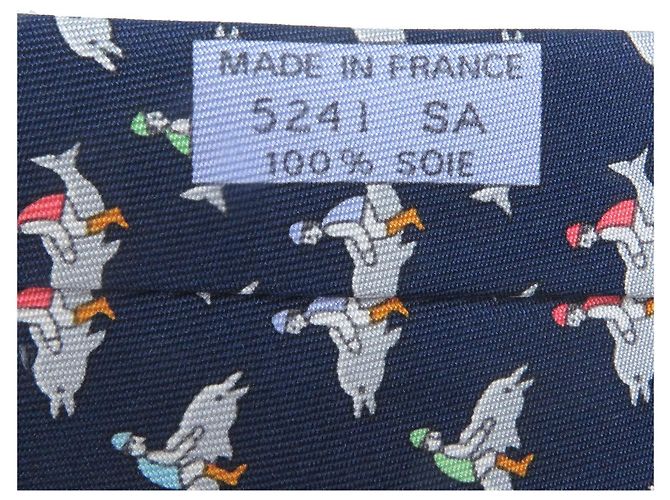 Hermès Hermes Dolphin print Silk Tie Red Blue - view 6