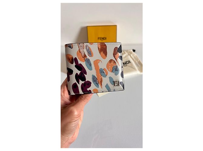 Fendi Falena Leder Bi-Fold Geldbörse FF Squared Mehrfarben - Ansicht 2