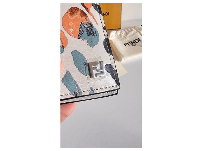 Fendi Falena Leder Bi-Fold Geldbörse FF Squared Mehrfarben - Ansicht 5