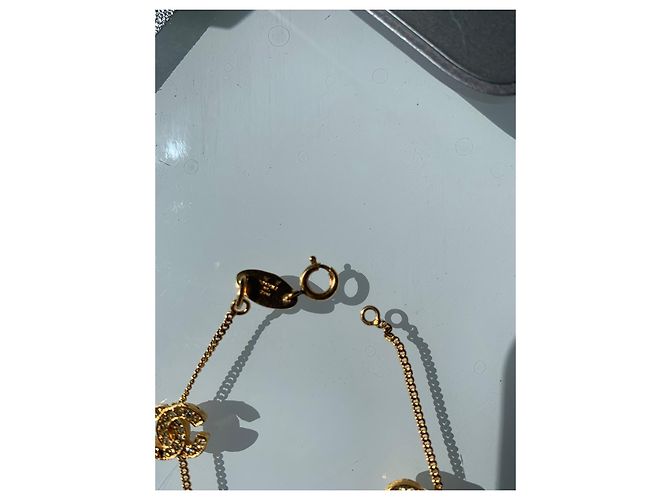 Bracciale Chanel con strass dorato D'oro - vista 2