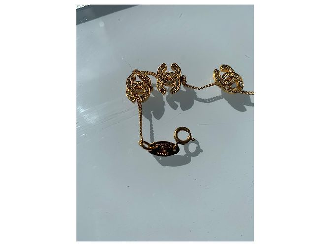 Bracciale Chanel con strass dorato D'oro - vista 3