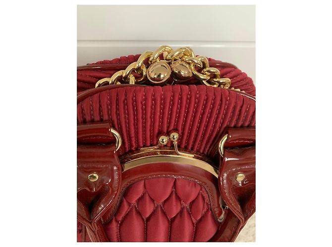 Autre Marque Bolsa de mão BELINDA Bordeaux em tecido acolchoado estilo seda - vista 4