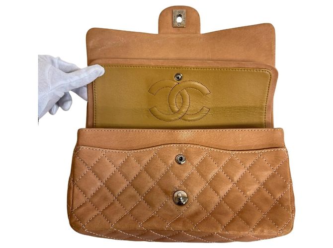 Borsa a Spalla in Pelle Beige Matelassé Chanel - vista 8