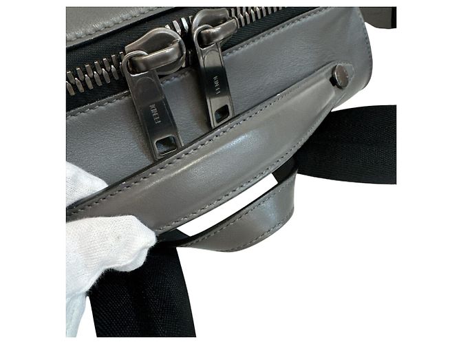 Fendi Gray Leather Backpack Brown - view 5