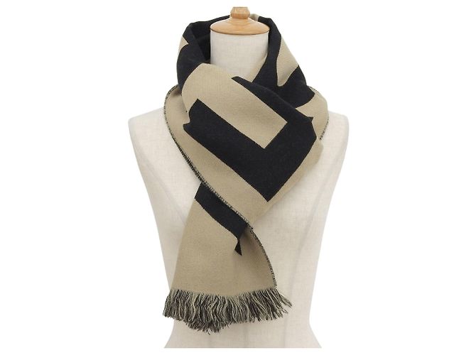 Stola in lana jacquard con logo Burberry Nero Beige - vista 2