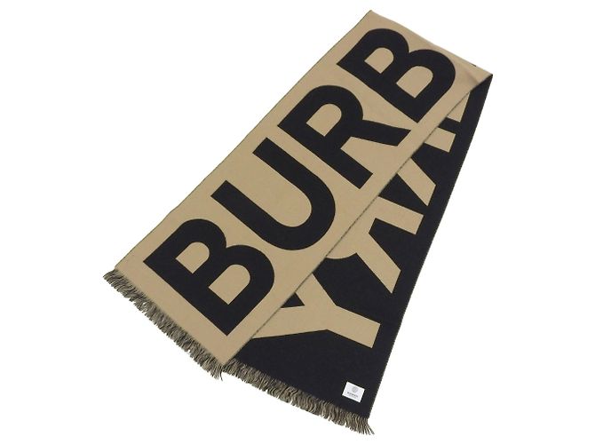 Stola in lana jacquard con logo Burberry Nero Beige - vista 3