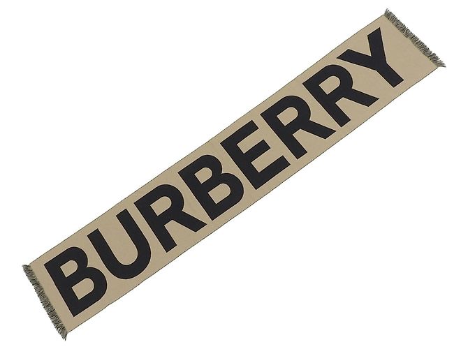 Stola in lana jacquard con logo Burberry Nero Beige - vista 4