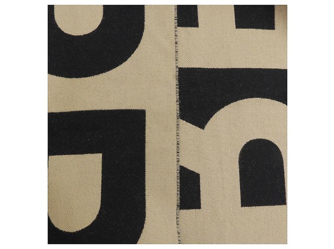 Stola in lana jacquard con logo Burberry Nero Beige - vista 5