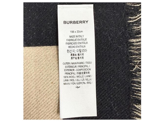 Stola in lana jacquard con logo Burberry Nero Beige - vista 7