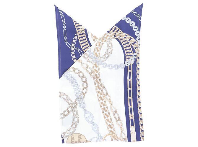 Silk In Borsa in seta Furoshiki PM Petit H di Hermès Blu navy - vista 3