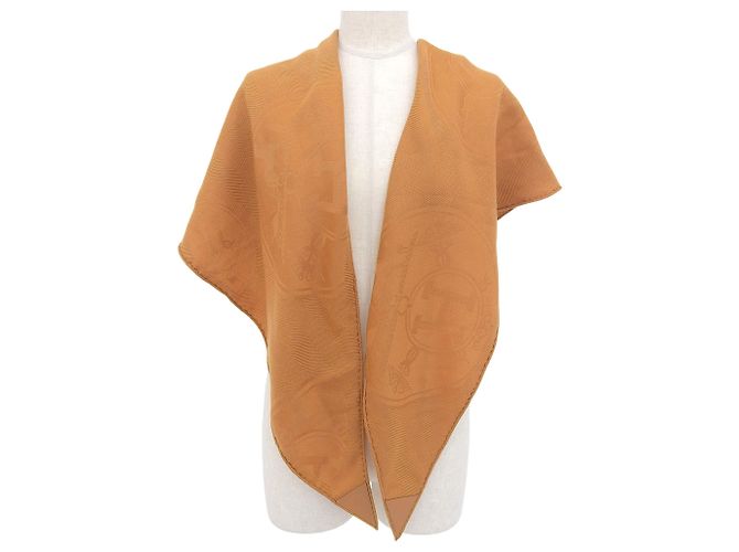 Hermès Stola in cashmere e seta New Libris Losange GM HERMES Marrone - vista 2