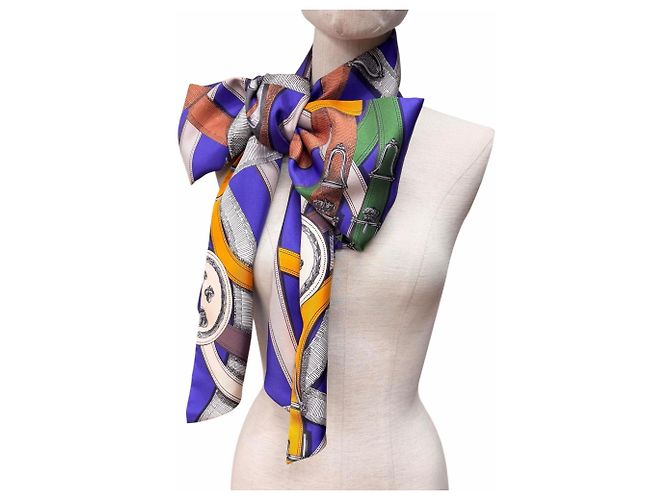Bufanda de seda Hermès Maxi Twilly Cavalcadour Multicolor Púrpura - vista 4