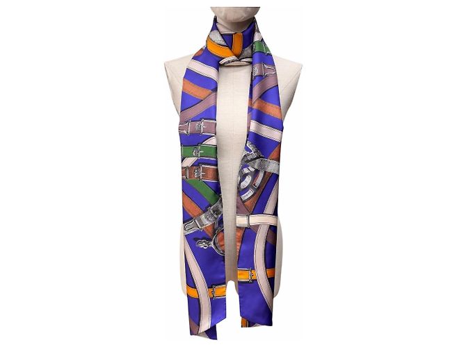 Bufanda de seda Hermès Maxi Twilly Cavalcadour Multicolor Púrpura - vista 5