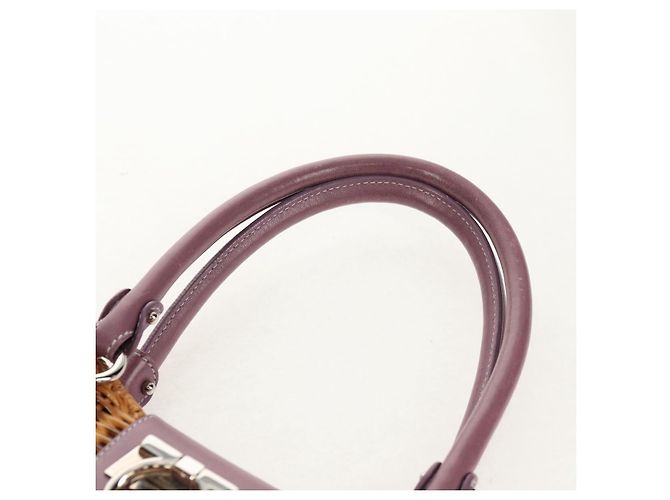 Borsa a Mano Gancini Salvatore Ferragamo Rattan Beige Argento Auth 154682V - vista 14