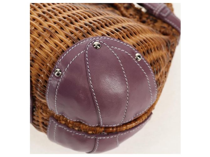 Borsa a Mano Gancini Salvatore Ferragamo Rattan Beige Argento Auth 154682V - vista 15